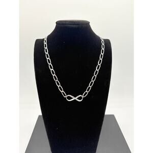 Oval Link Chain 925 Sterling Silver Infinity Necklace - Minimalist Vintage
